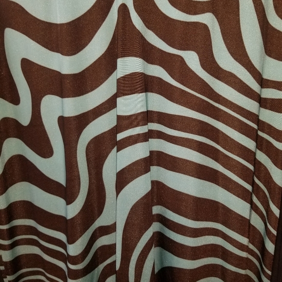 🥳HP🥳Valentino Green & Brown 100% Silk Chevron Dress - Picture 7 of 15